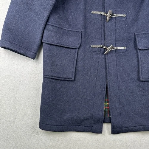 Gloverall Duffle Coat Men’s Small Navy Blue Wool Toggle Hooded Tartan England image 12
