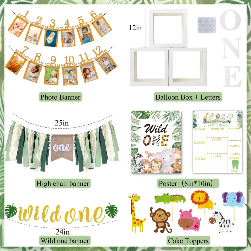 Decoraciones de cumpleaños Wild One, decoraciones de 1er cumpleaños para niño o niña, foto... Foto 3 de 4