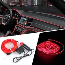 5M LED Car Interior Auto Decor Wire Atmosphere Strip Light RED Universal lamp