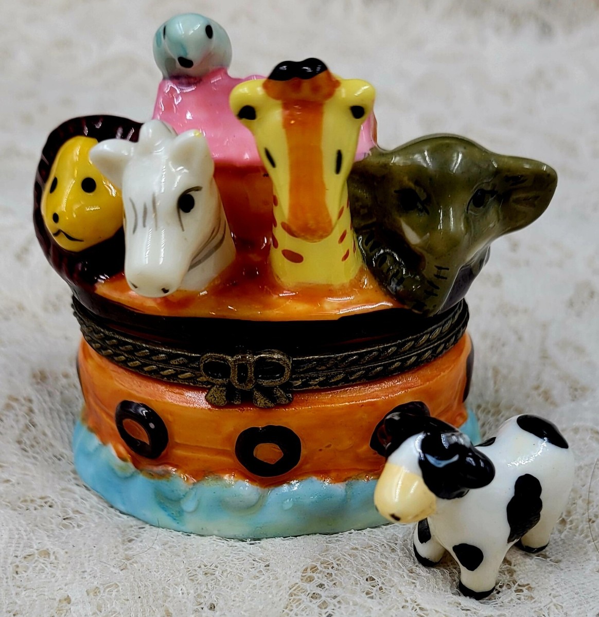 Noah's Ark Hinged Porcelain Trinket Box Vintage | eBay