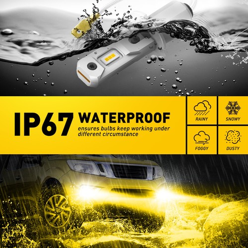 PAir AUXITO 2000LM H3 LED Fog Light Bulb Conversion Super Bright Golden Yellow - Picture 7 of 14