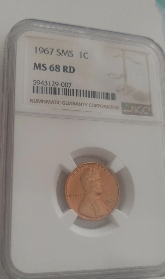 1967 SMS Lincoln Cent NGC MS 68 RD - Image 2 of 4
