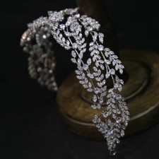 Stunning Cubic Zircon Wedding Crowns Headbands Plated Crystal Evening Hairband