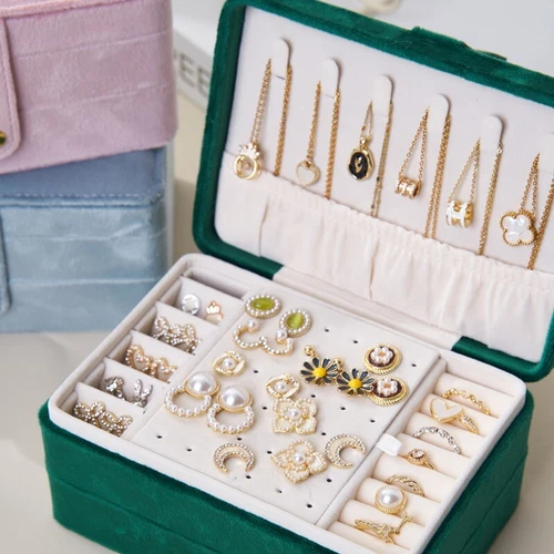 2 Schichten Schmuckkästchen Organizer Große Kapazität Ring Ohrring Halskette Aufbewahrungsbox - Bild 27 von 34