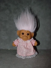 Troll Doll 4 1/2" Russ Pink Pajamas  PJ's Light Pink Hair