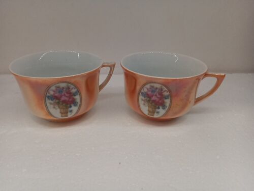 Vintage Eleanor of Germany Teapot Set Burnt Orange Elegant Floral Basket Design - Picture 9 of 19