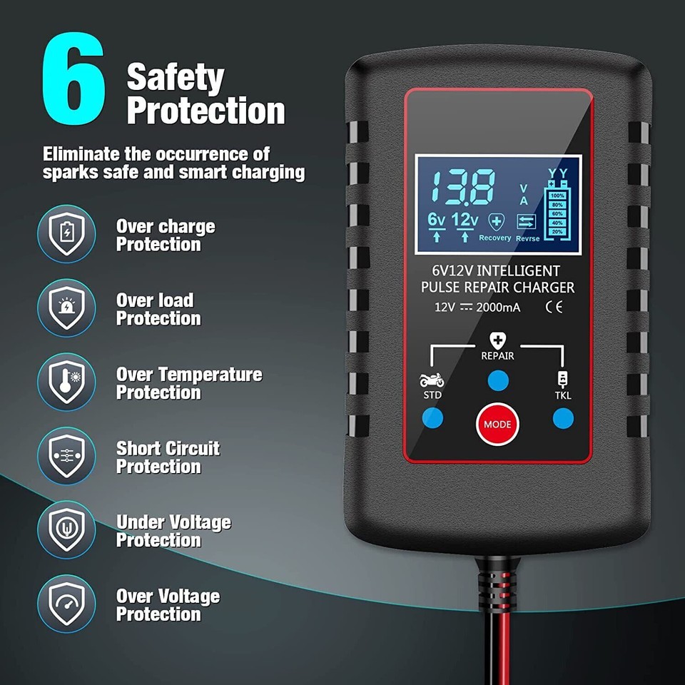 12V Car Smart Automatic Battery Charger Maintainer for Motorcycle Trickle Float