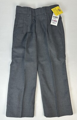 RK Rifle/Kaynee Gray Uniform Pants Slacks Kids 4 Adjustable Waist Pleated Boys