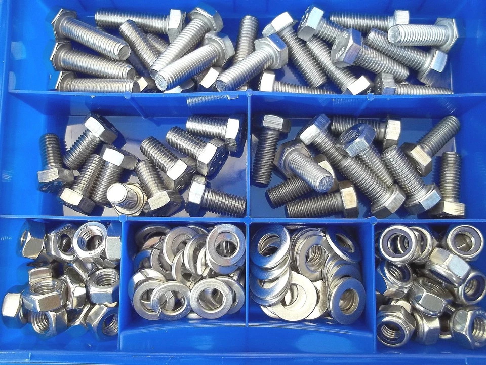 Sortimentkasten 100 Teile Edelstahl Schrauben Muttern Scheiben Din 933 M10 V2A