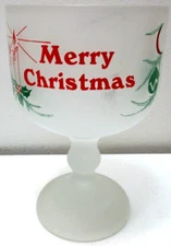 Vintage Indiana Glass Tiara Merry Christmas Large Pedestal Goblet 8" T