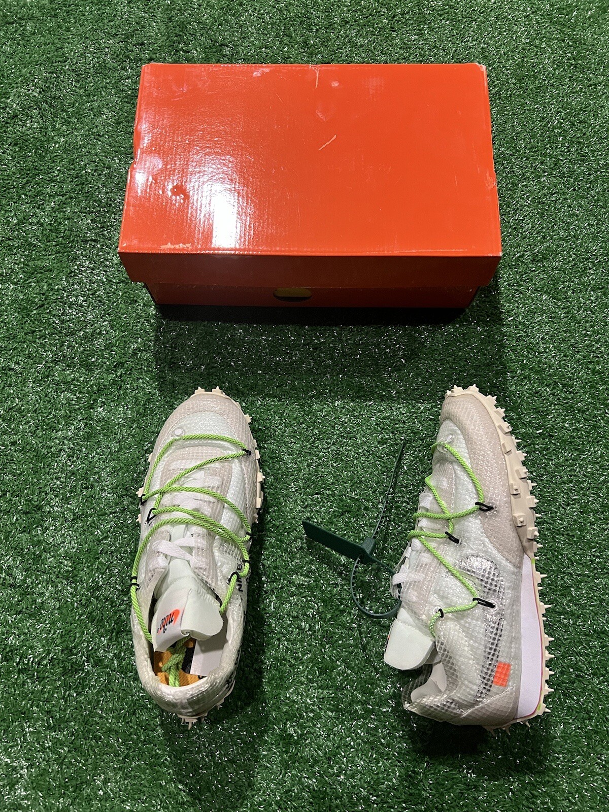 OFF WHITE X NIKE "Taglia 6 5 Nike bianche off x Wmns Waffle Racer ""Verde elettrico"""