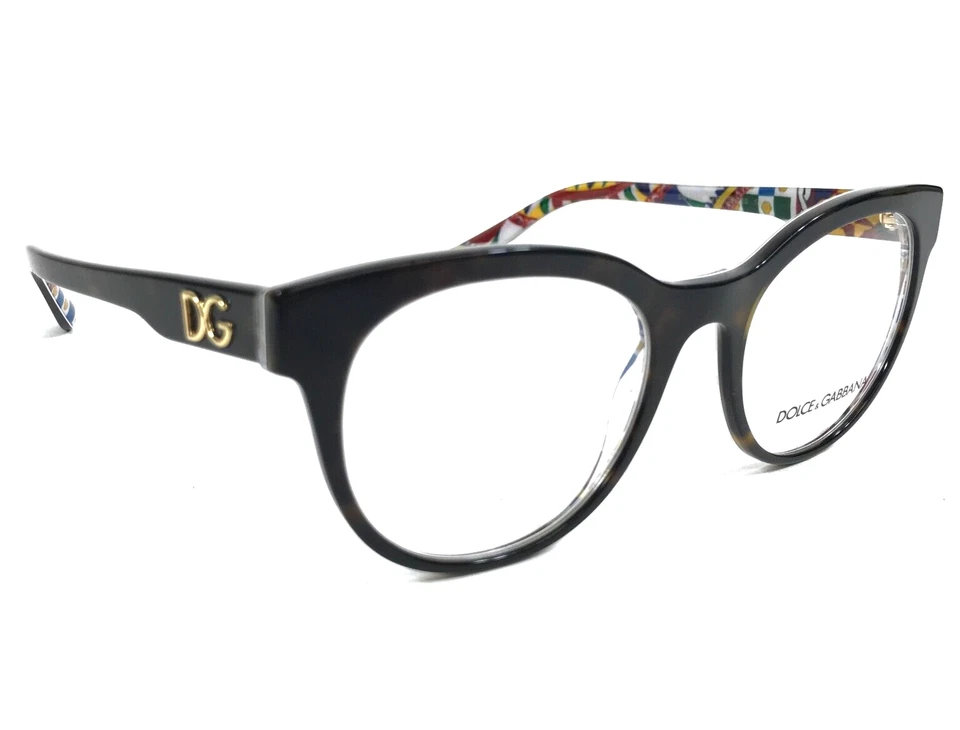 Monturas de gafas Dolce & Gabbana DG3334 3217 Havana sobre carretilla blanca 52-20-145 Foto 3 de 4