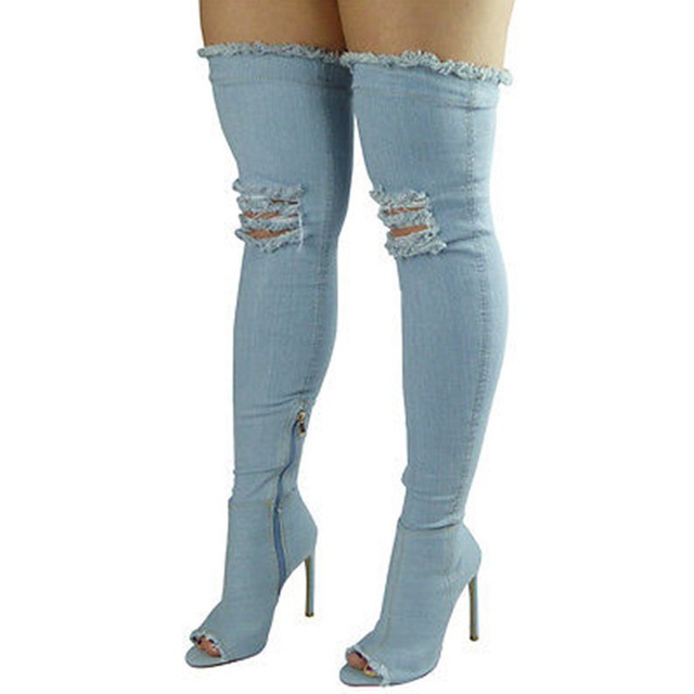 open toe block heel boots