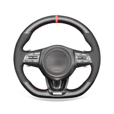 Custom Carbon Fiber Suede Steering Wheel Cover for Kia Stinger (GT) 2018-2022