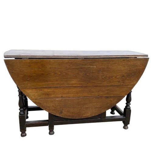 Large Antique English Georgian Oak Oval Gate-Leg Dining Table c. 1780 - Picture 2 of 18
