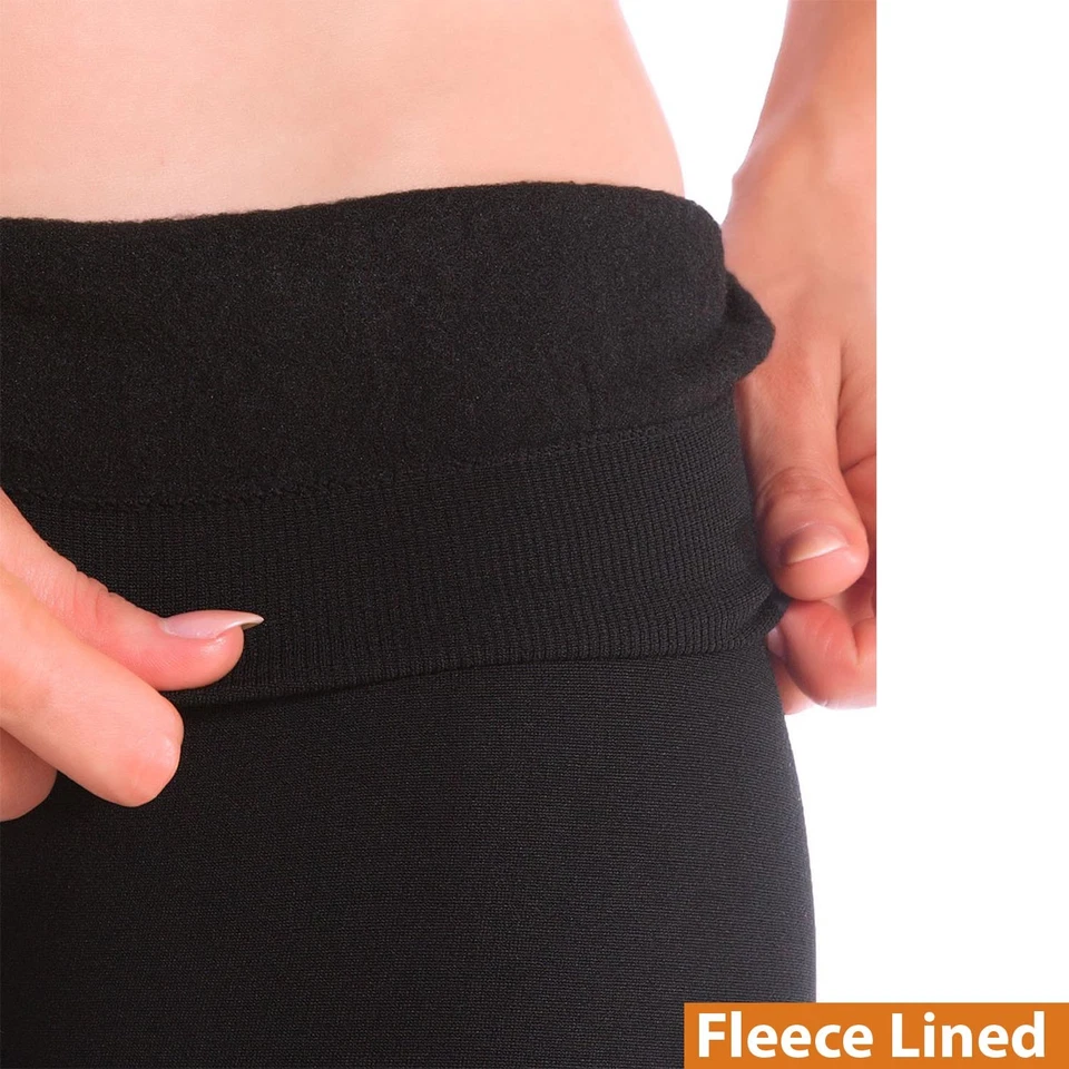 Pantalones térmicos ajustados gruesos forrados de lana cálidos de invierno para mujer Foto 2 de 4