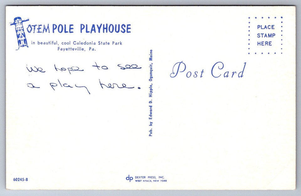 Postcard Fayetteville PA Totem Pole Playhouse | eBay