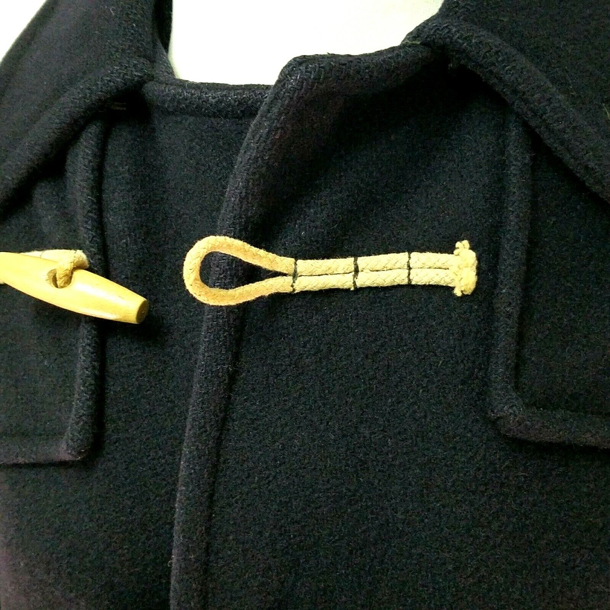 【WOOHWA】ROPE BUTTON COAT Vtg WINDMILL Fashion Wool Coat Navy Nautical Rope Toggle