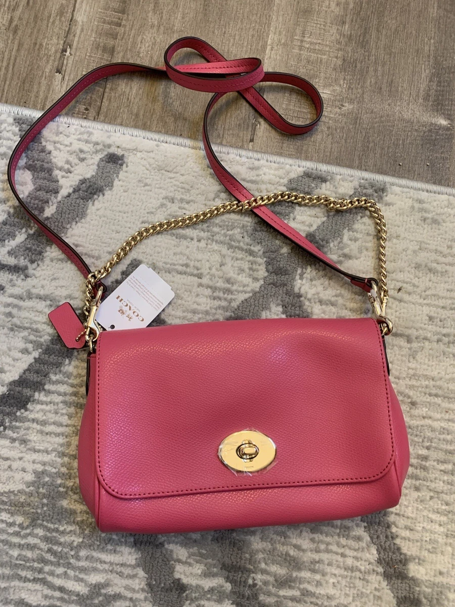 Coach, Bags, Nwt Mini Pink Coach Purse With Gold Chain Strap