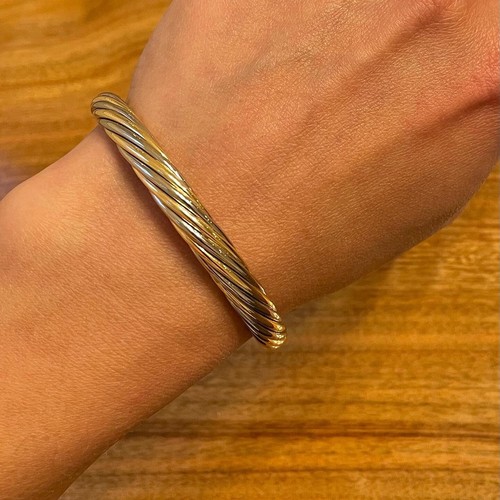 Vintage Van Cleef & Arpels 18k Two Tone Gold Twisted Rope Gold Bangle Bracelet - Picture 5 of 9
