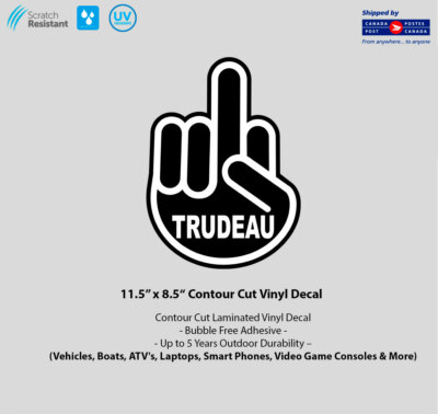 Calvin Peeing On Trudeau, Die Cut Vinyl Vehicle Window Sticker Decal