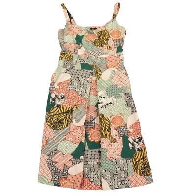 LL Bean Fit Flare Sundress  Size 0 Patchwork Print Paisley Spaghetti Straps Boho