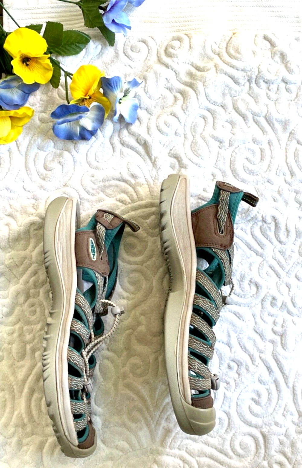 Sandali impermeabili grigi blu Keen cordino trekking taglia 9 5