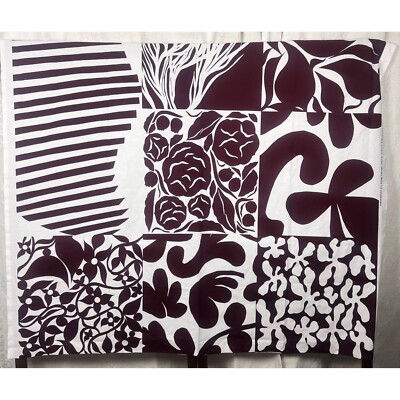 Marimekko Ruudut plum floral patchwork 100% cotton fabric Scandi pop art sewing