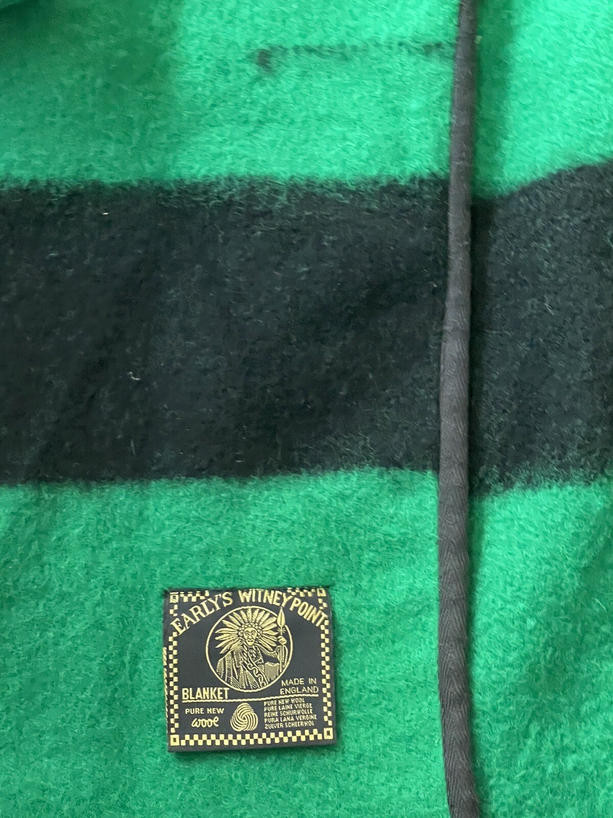 Vtg Early's of Witney Point Horse Blanket Coat Green Black Brown Suede