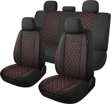 Breathable Car Seat Covers Full Set, Washable Seat Covers, Black/Red Full Set