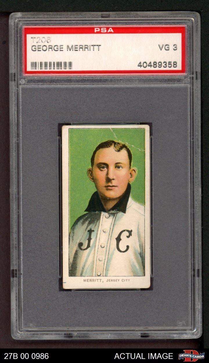1909 T206 George Merritt Eastern League - Jersey City  PSA 3 - VG
