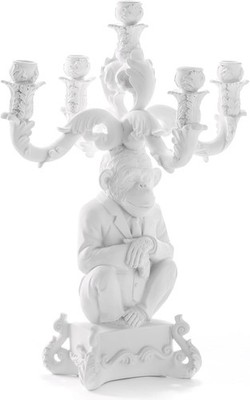 White Burlesque Candelabra The Wise Chimpanzee by Seletti