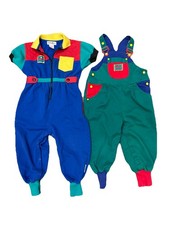Bundle Vintage Gymboree Color Block One Piece Romper Small Size 3 Retro 80s 90s