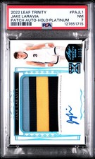 PSA 7 - JAKE LARAVIA #/25 Auto 2022 Leaf Trinity WORN Patch RPA - HOLO PLATINUM