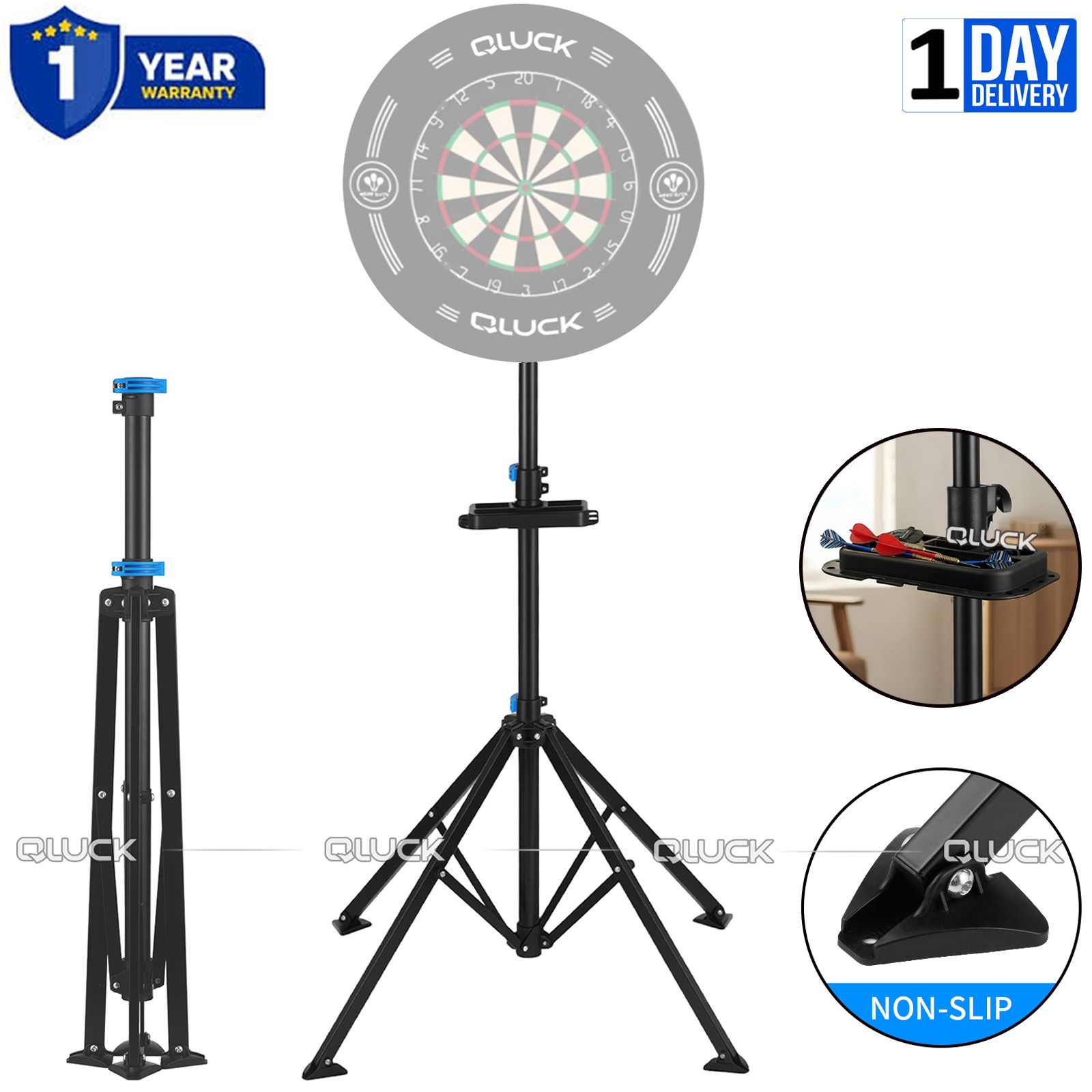 50KG HEAVY DUTY DARTBOARD STAND TRIPOD PORTABLE DART BOARD OVERSIZED PADS 4 LEGS