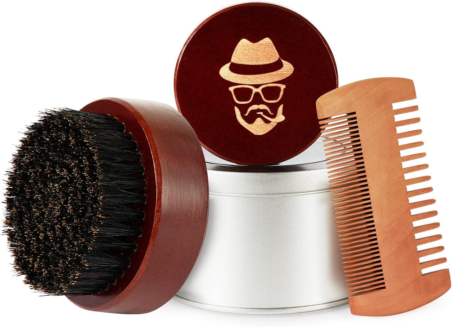 Beard Brush, 100% Boar Bristle Black Walnut Wood Beard Comb Brush for Men to Tam