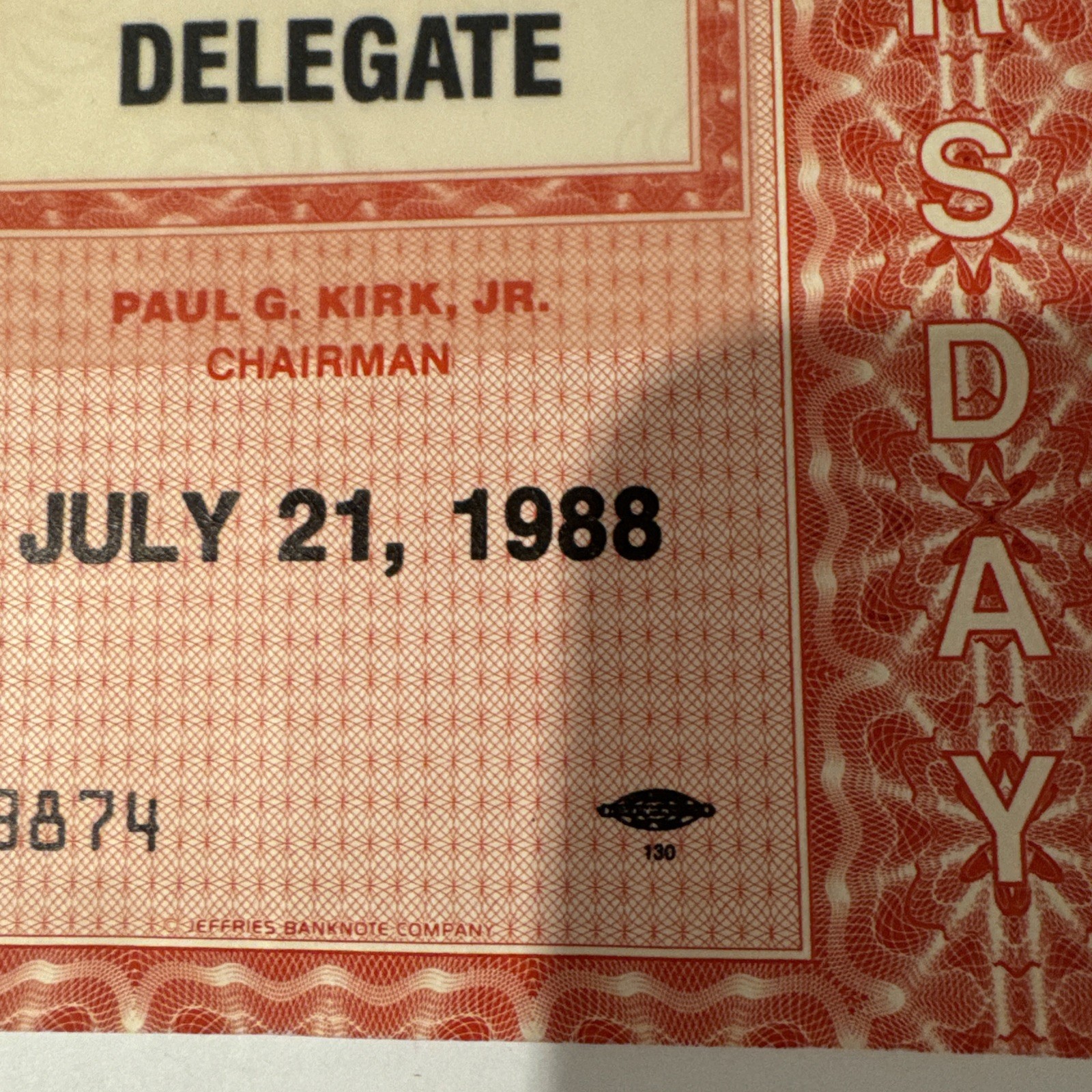 1988 Democratic National Convention Delegate Credential Badge –Atlanta–Original