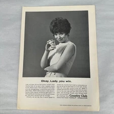 1964 Country Club Malt Liquor Ad Woman Holding Can Vintage Beer Advertising