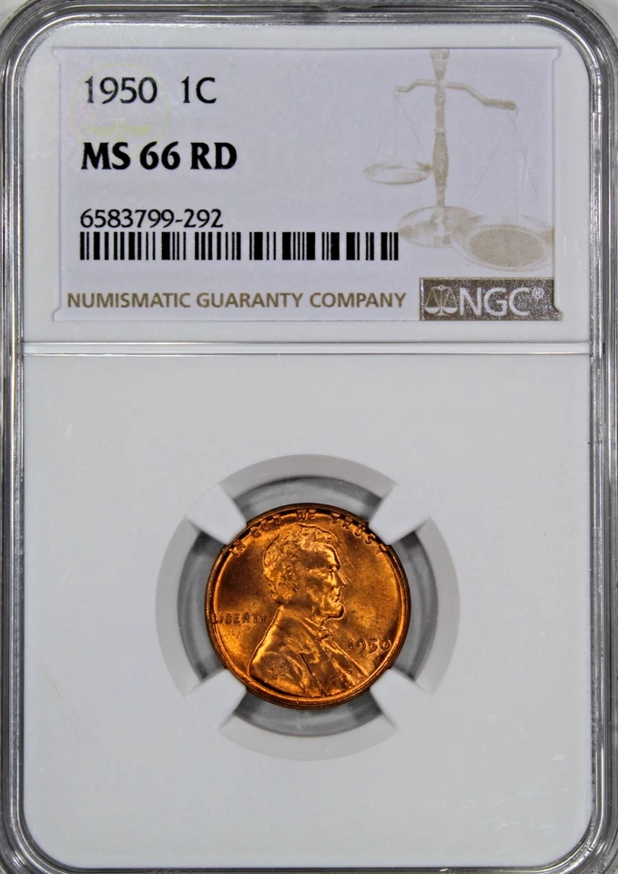 1950 NGC MS66 Red Lincoln Wheat Cent | Free Shipping - Image 3 of 4