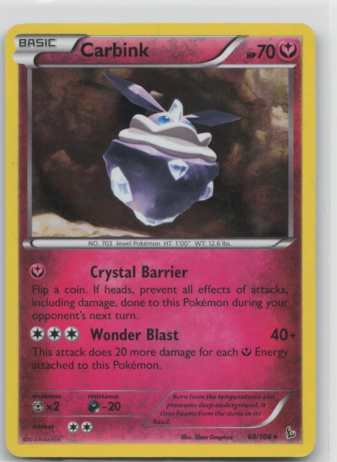Carbink Holo Rare Fairy XY - Flashfire 68/106 LP 2014 Holo