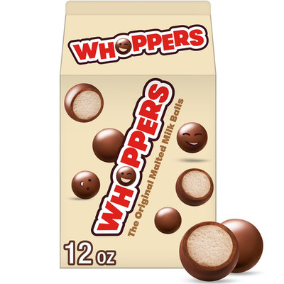 Whoppers Malted Milk Balls Candy, Carton 12 oz