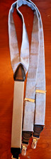 TRAFLAGAR 1Satin Silk Gray Herringbone Leather Suspenders Adjustable Clip 425
