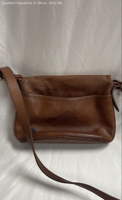 Vintage 90s Coach Brown Leather Flap Crossbody Saddle Bag Brass