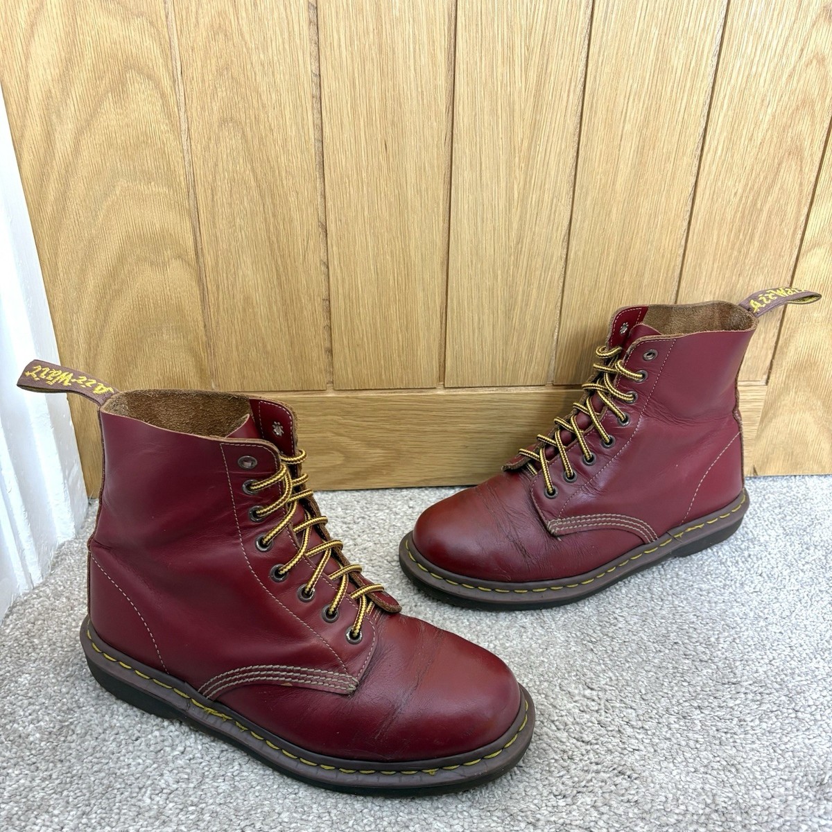Dr Martens Doc Vintage Made in England Red Burgundy Leather Boots