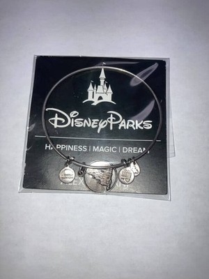 Alex and Ani Disney Parks Castle Bracelet w/ Card Silver Tone Bangle