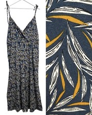 LOFT Beach Jumpsuit Women's 16/18 Sleeveless Leaf Print Adjustable Strap Summer