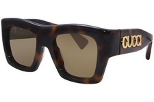 Gucci GG1772S 007 Sunglasses Women's Havana/Gold/Brown Lenses Square Shape 52mm
