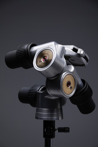 Custom raw finish Manfrotto 405 Tripod Head brushed aluminum etched brass dials
