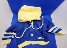 Vintage 80s /90's Jog Togs Baby Newborn Yellow / Blue Hooded Snap Button Jacket