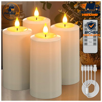 LED Kerzen Aufladbar 4Er Set Outdoor Mit Timerfunktion Und Fernbedienung